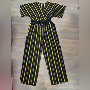 659. Emma & Michele Black and Yellow Striped Jumpsuit